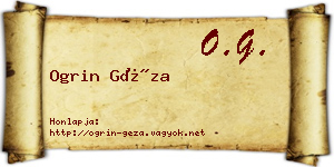 Ogrin Géza névjegykártya